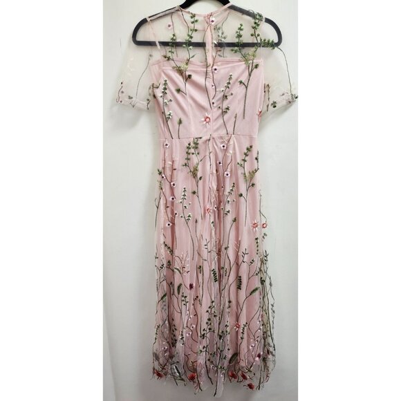 JJ'sHouse Elegant Pink Embroidered Maxi Dress Women’s Formal Gown Floral S - Picture 2 of 13